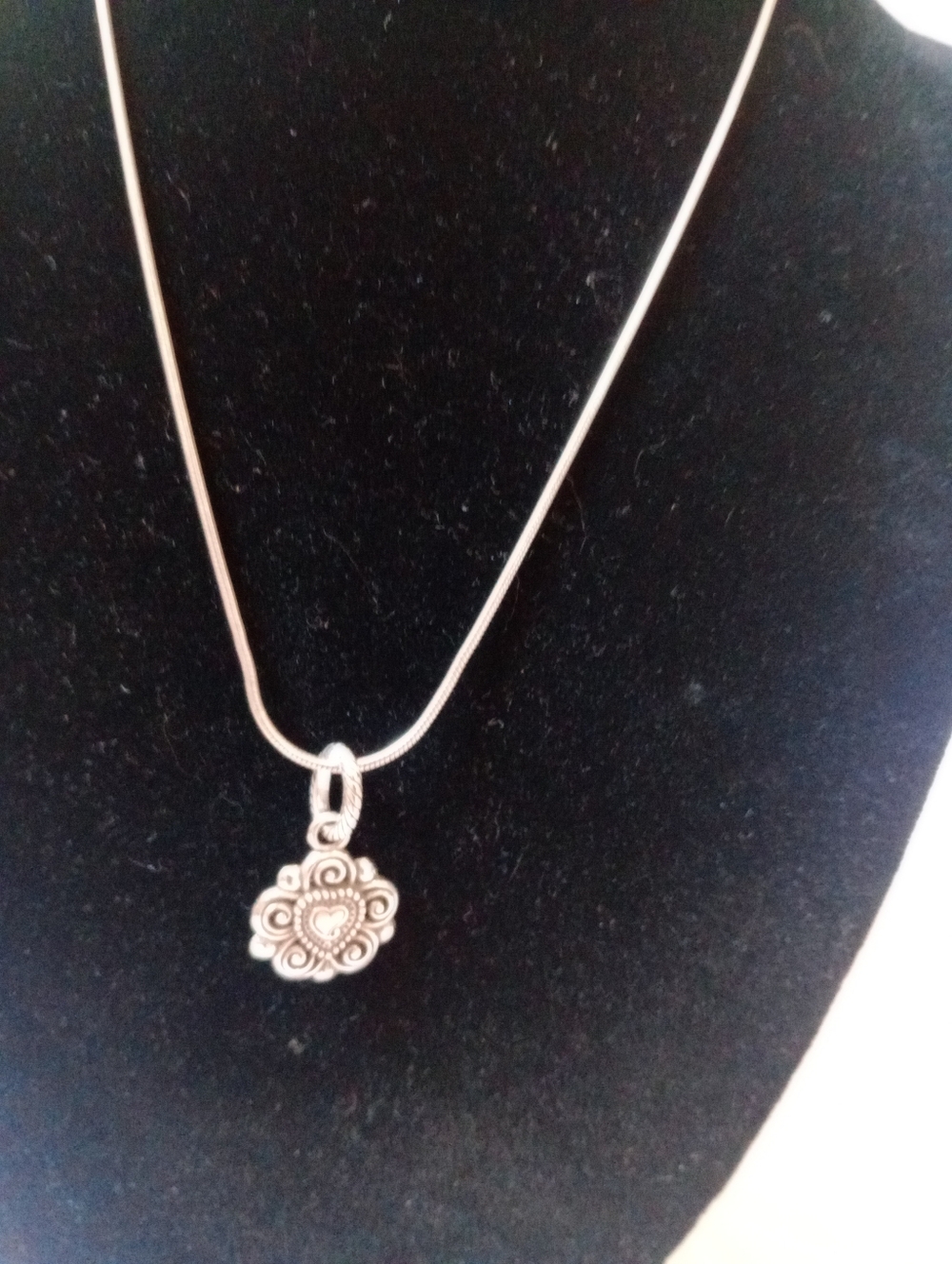 Brighton Silver Heart Pendant Necklace Pink Crystal Floral Charm Romantic Style - Picture 5 of 11